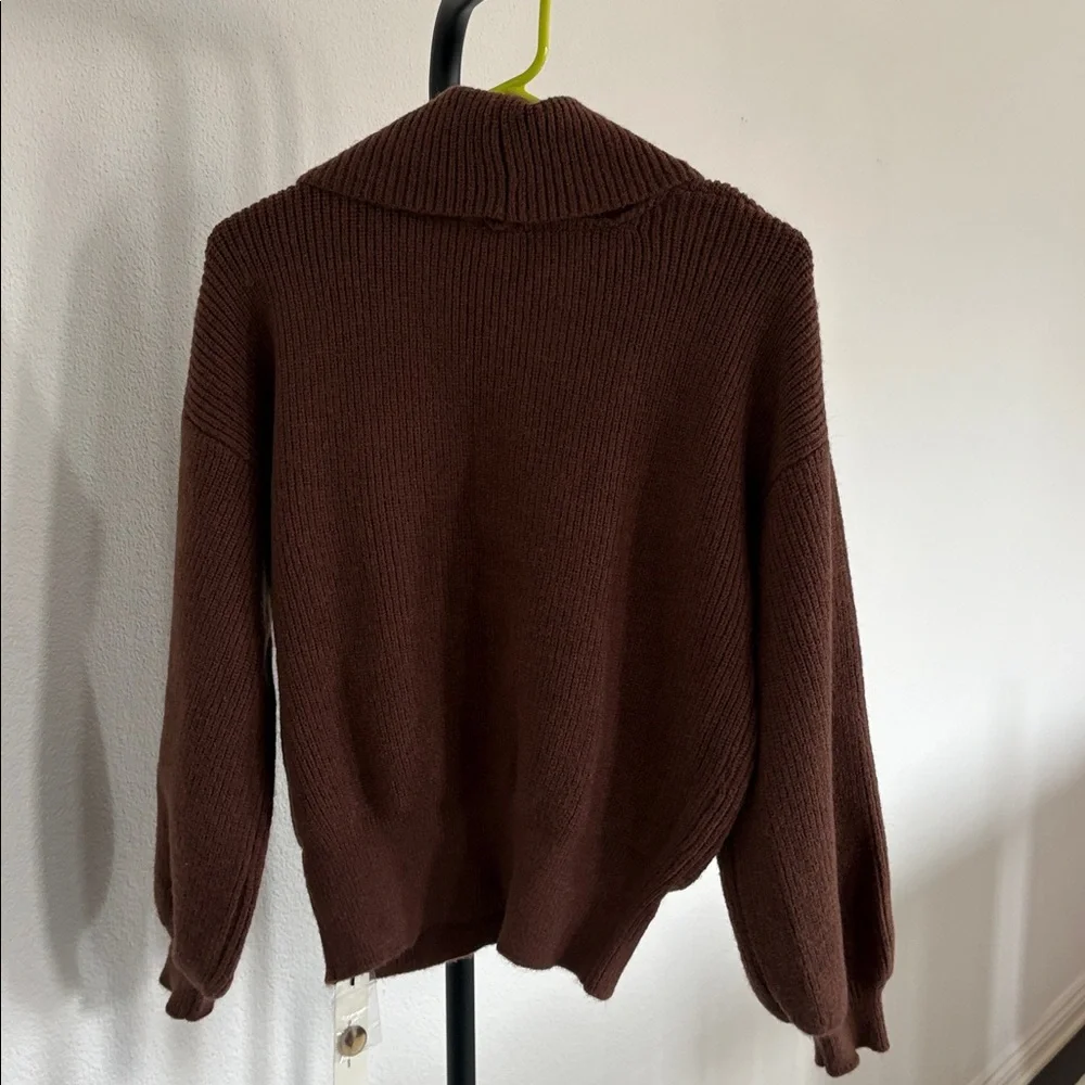 Commense Ribbed Knit Cropped Shawl Collar Cardigan NWT Size S - Picture 8 of 10